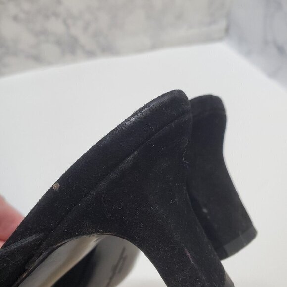 Salvatore Ferragamo Slip-On Mules Heels 7AA Black Suede Leather Tortoise Shell - Picture 14 of 15